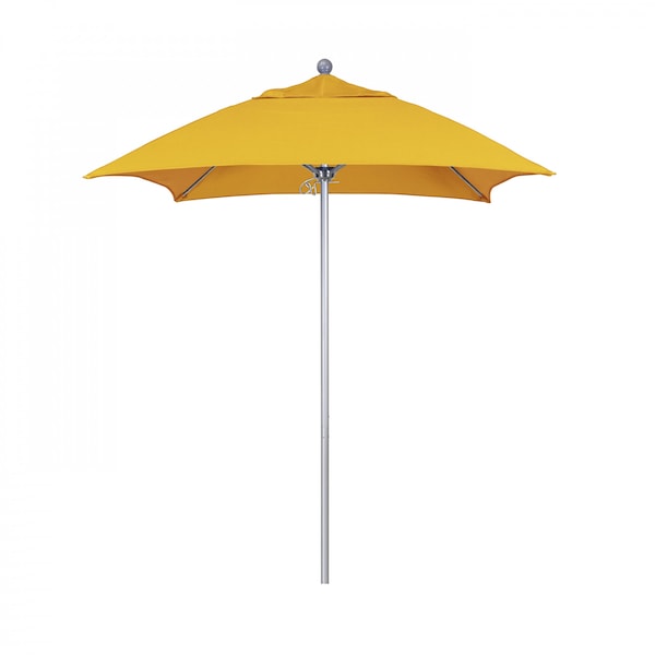 California Umbrella 6' Silver Aluminum Market Patio Umbrella, Sunbrella Sunflower Yellow 194061333990 - main